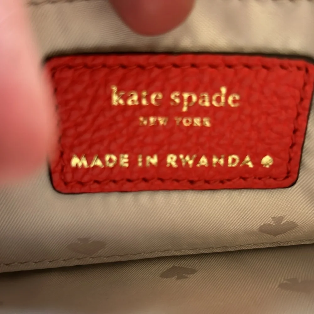 kate spade Red Pebbled Leather Studded Crossbody Satchel